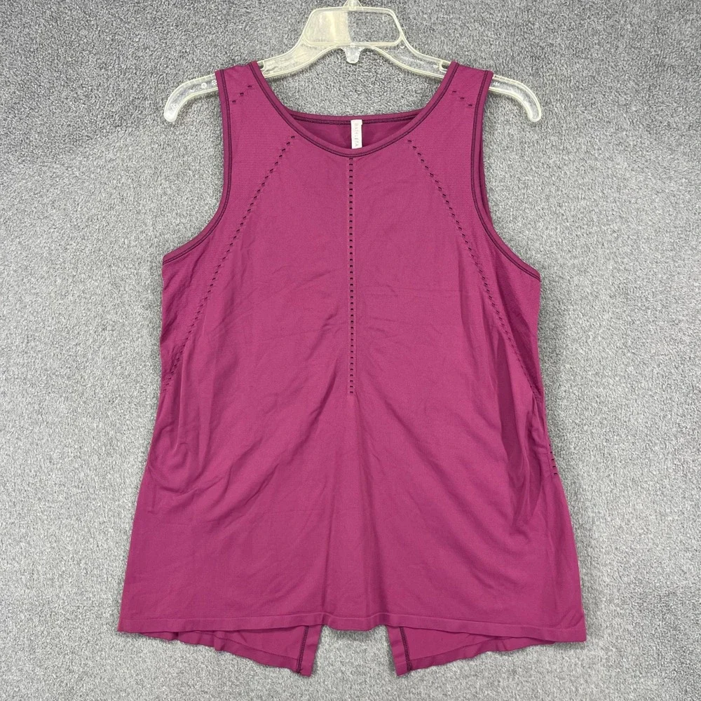 Athleta‎ Tank Top Womens Medium Purple Seamless Pointelle Split Back Activewear